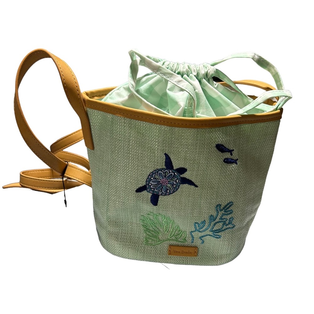 VERA BRADLEY Turtle Dream Crossbody Bucket Bag drawstring purse